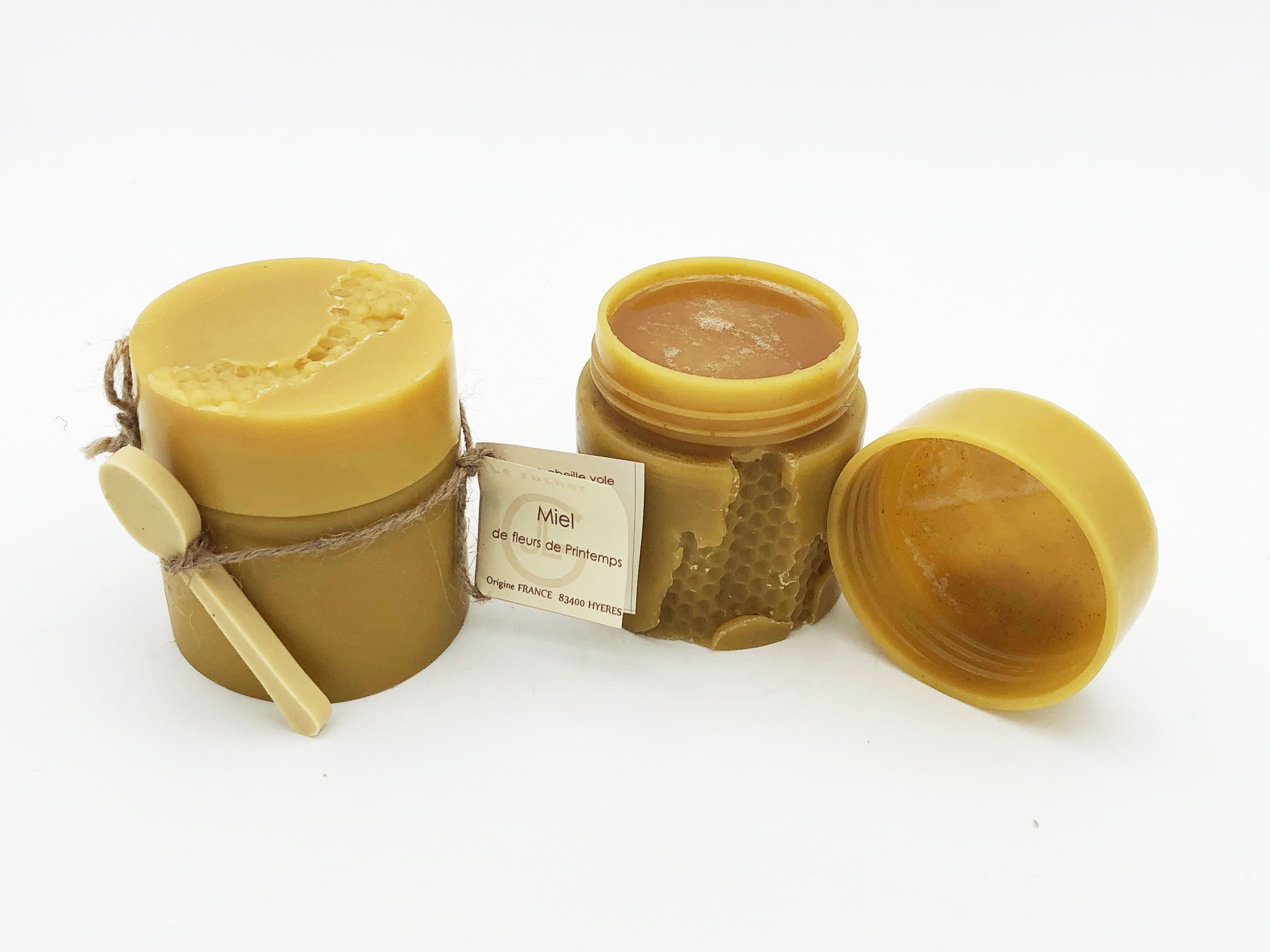 Pot rond en cire d'abeille miel de printemps