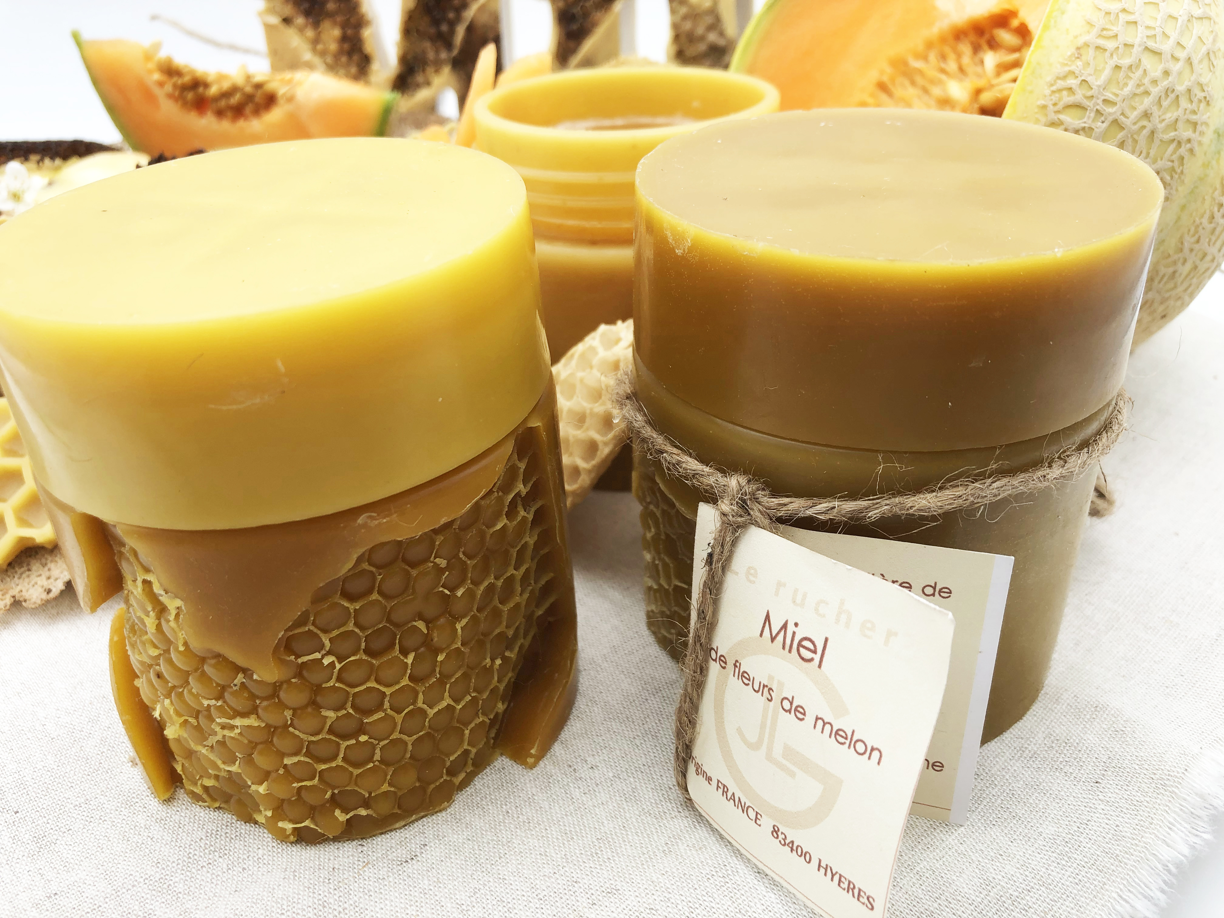 Pot en cire d'abeille avec MIEL de melon